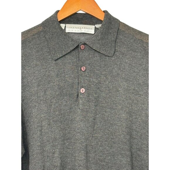 Jhane Barnes Vintage Lightweight Collared Polo Sweater Viscose Nylon Gray Size L - Picture 2 of 7